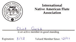 Clint's INAFA membership
